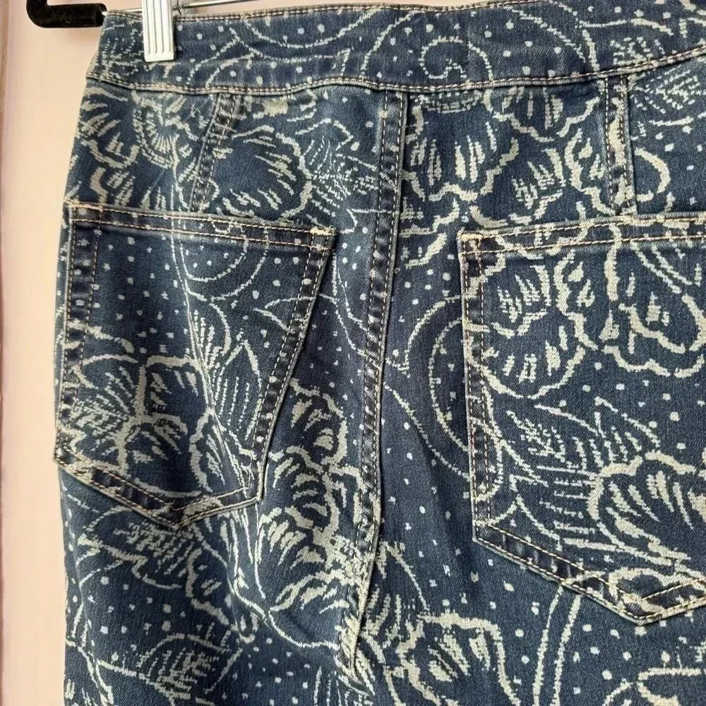 Free People Printed Flare Jeans Blue 28